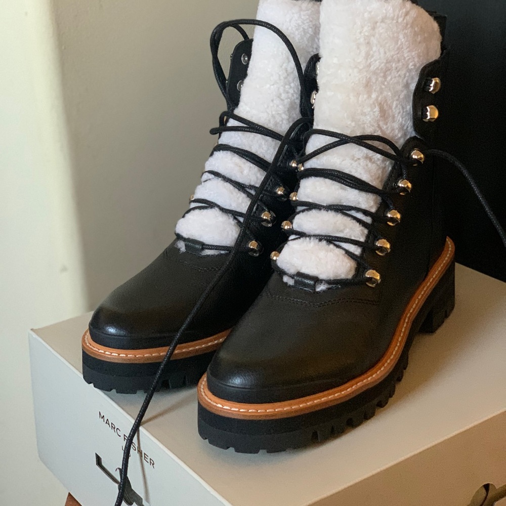 Marc Fisher Black and White Winter Boots